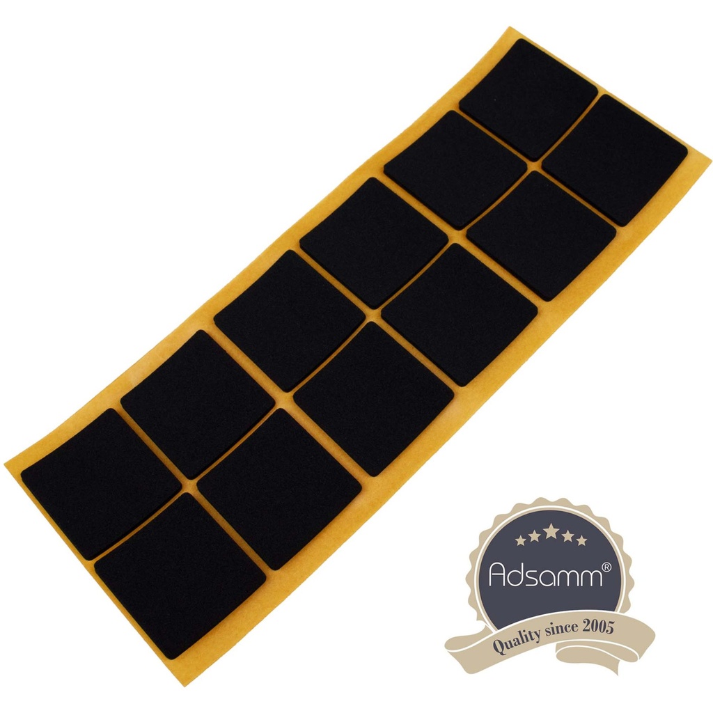 12 patins antidérapants EPDM 2.5 mm | 35x35 mm